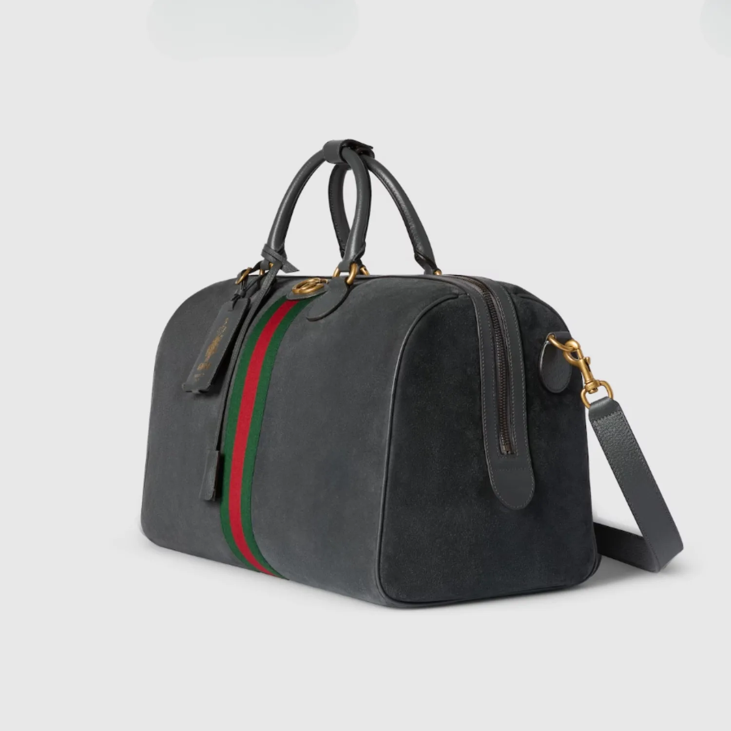Gucci Savoy Medium Duffle Travel Bag / Dark Grey Gold Hardware - Image 5