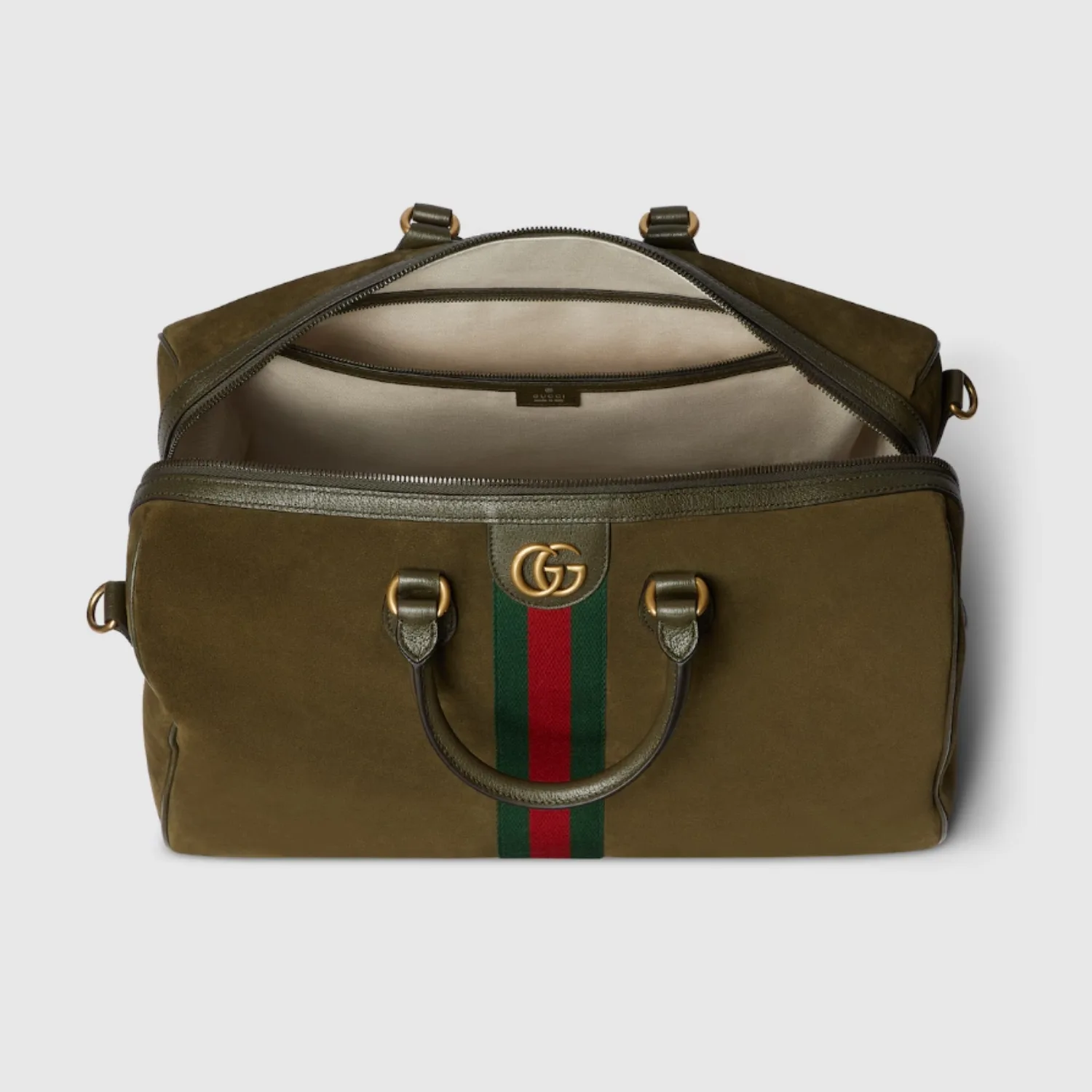 Gucci Savoy Medium Duffle Travel Bag / Dark Green Gold Hardware - Image 8