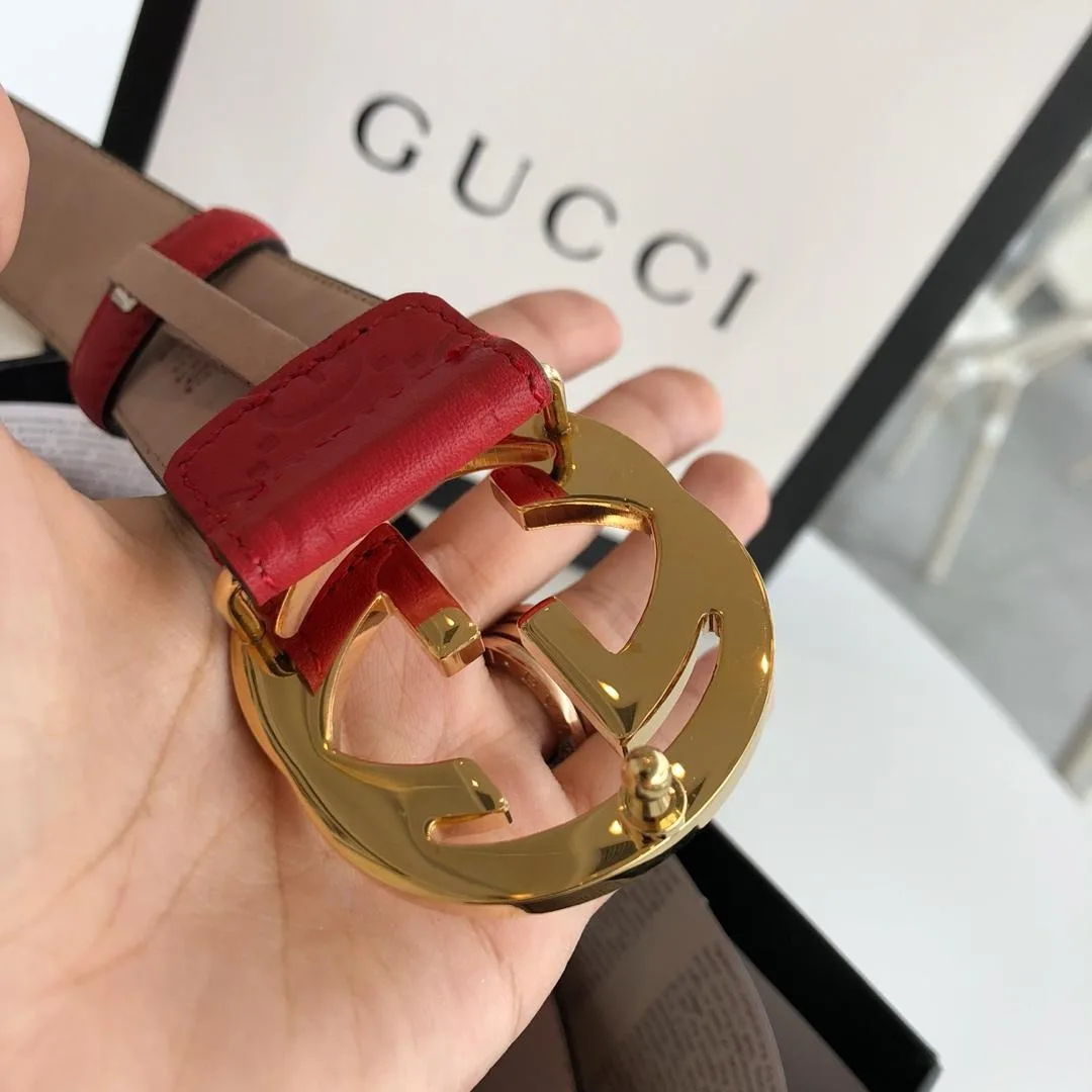 Gucci Belt Red/Cream GG, Women - Image 3