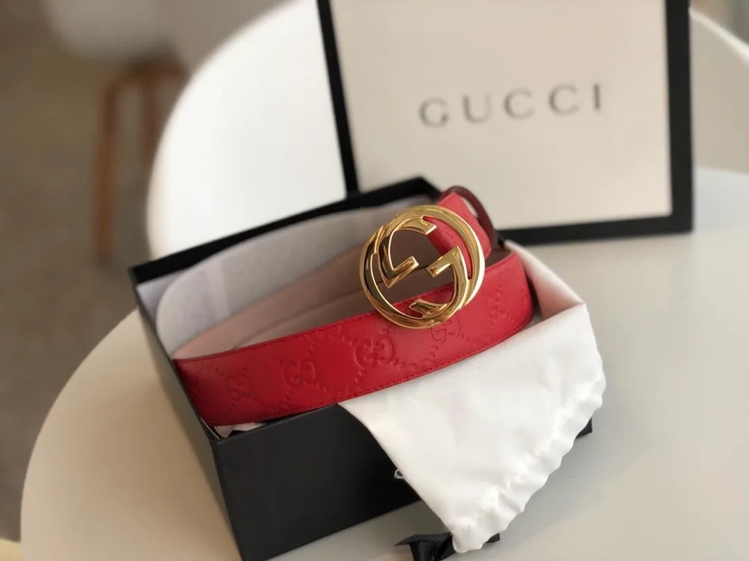 Gucci Belt Red/Cream GG, Women - Image 5
