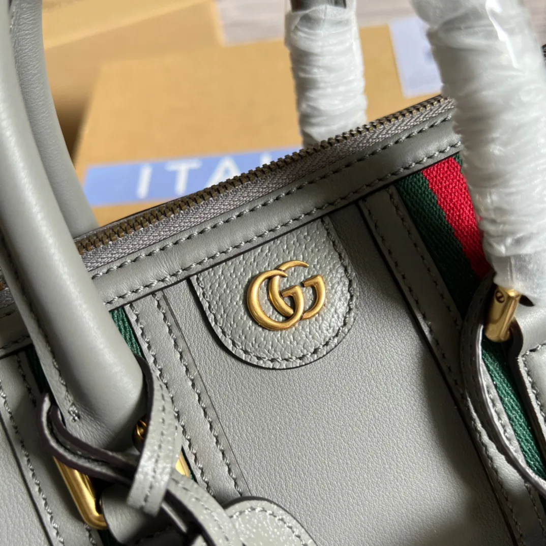 Small Bauletto Top Handle Bag With Double G Brown/Grey / - Image 15