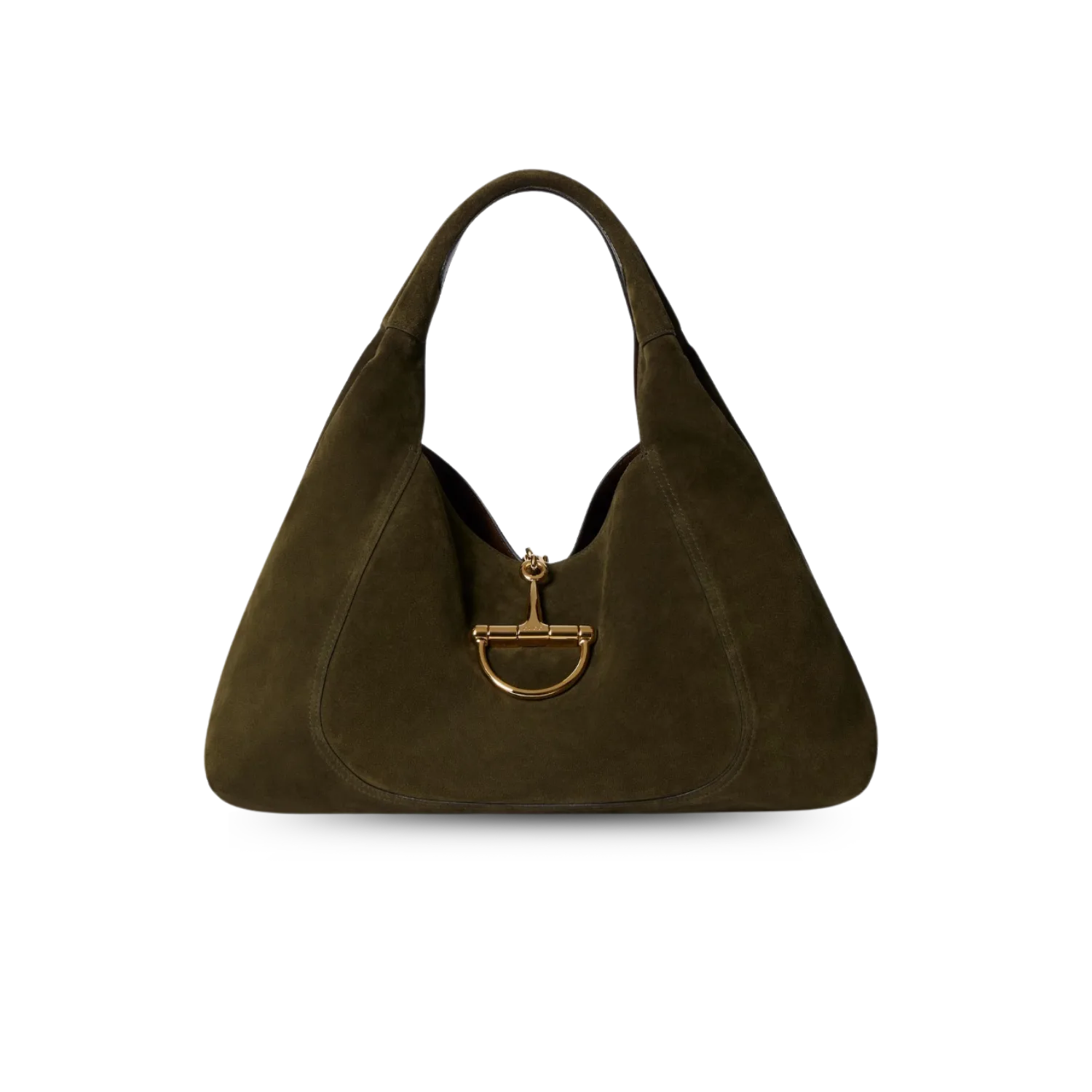 Gucci Softbit Maxi Shoulder Bag / Forest Green Suede Gold Hardware
