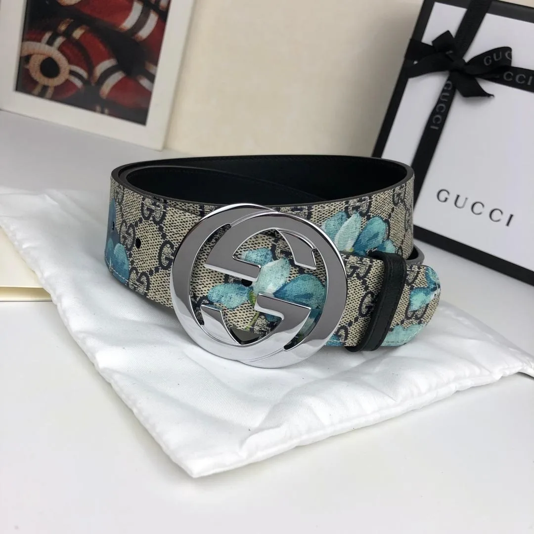Gucci Superme Belt With Floral Embroidery Beige/Ebony Supreme Canvas - Image 3