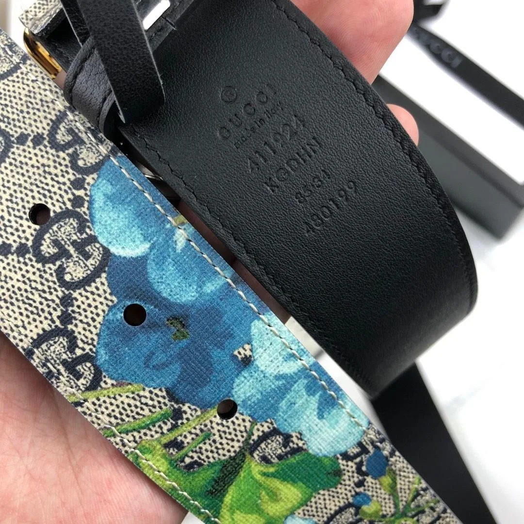 Gucci Superme Belt With Floral Embroidery Beige/Ebony Supreme Canvas - Image 6