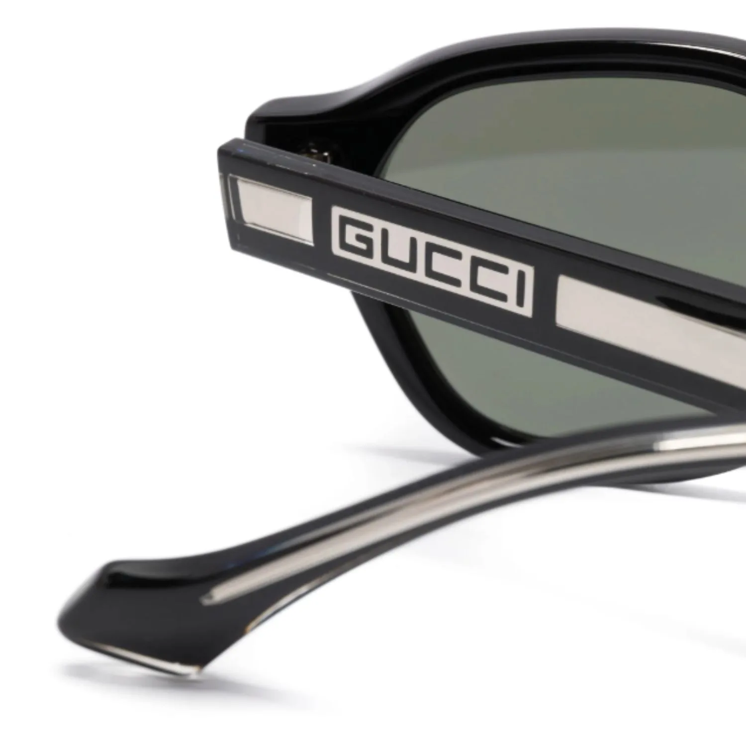 Gucci Sunglasses Glossy Black With Silver Toned - Image 3