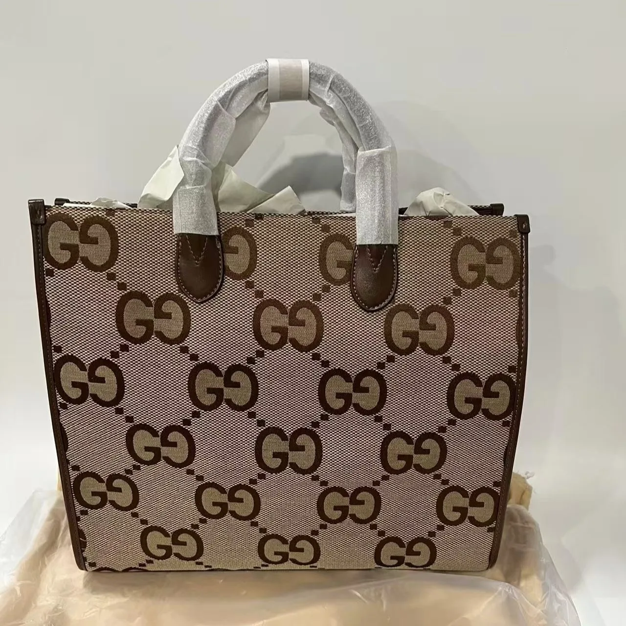Gucci Tote Bag With Jumbo Camel And Ebony Jumbo GG Canvas / - Image 5
