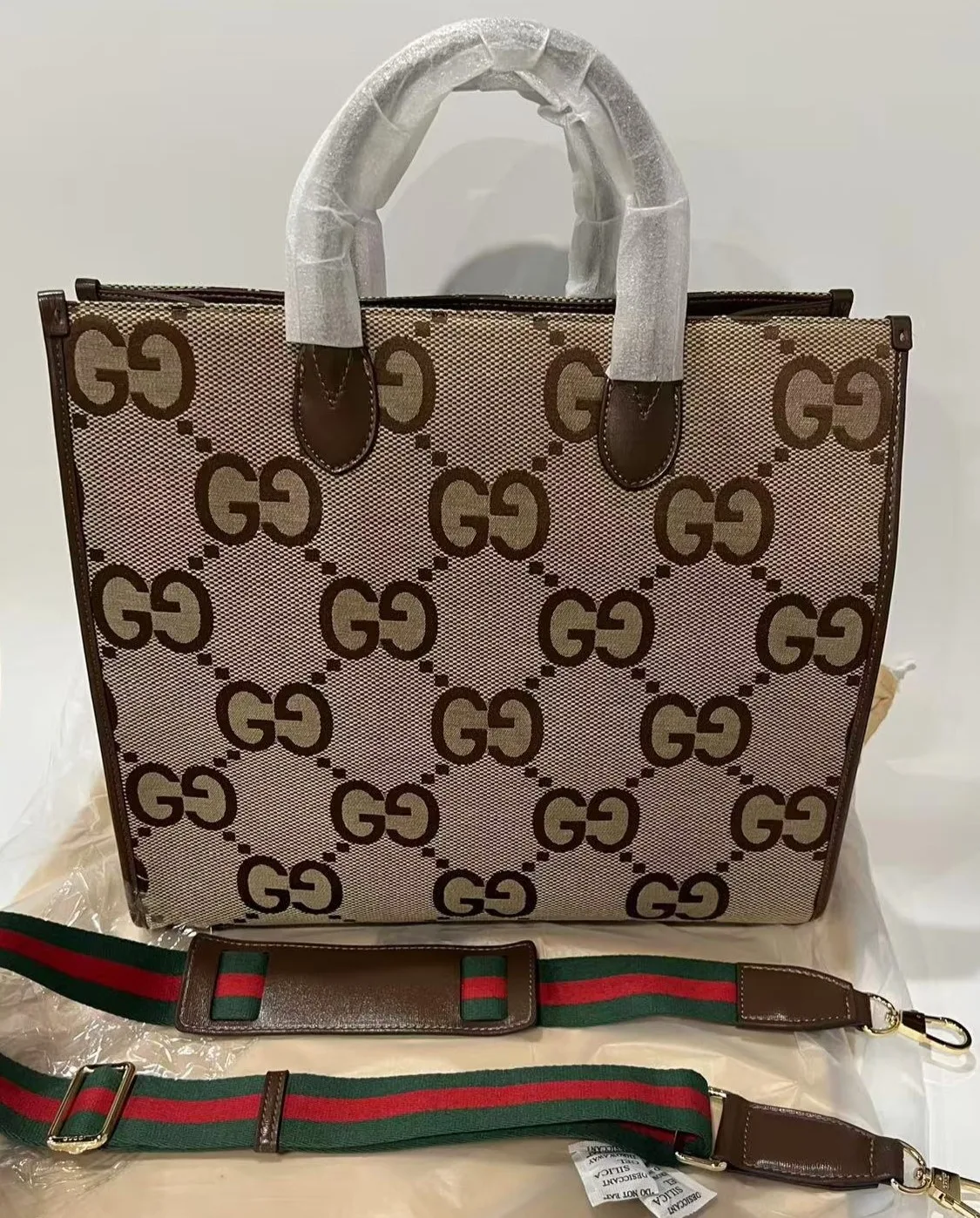 Gucci Tote Bag With Jumbo Camel And Ebony Jumbo GG Canvas / - Image 4
