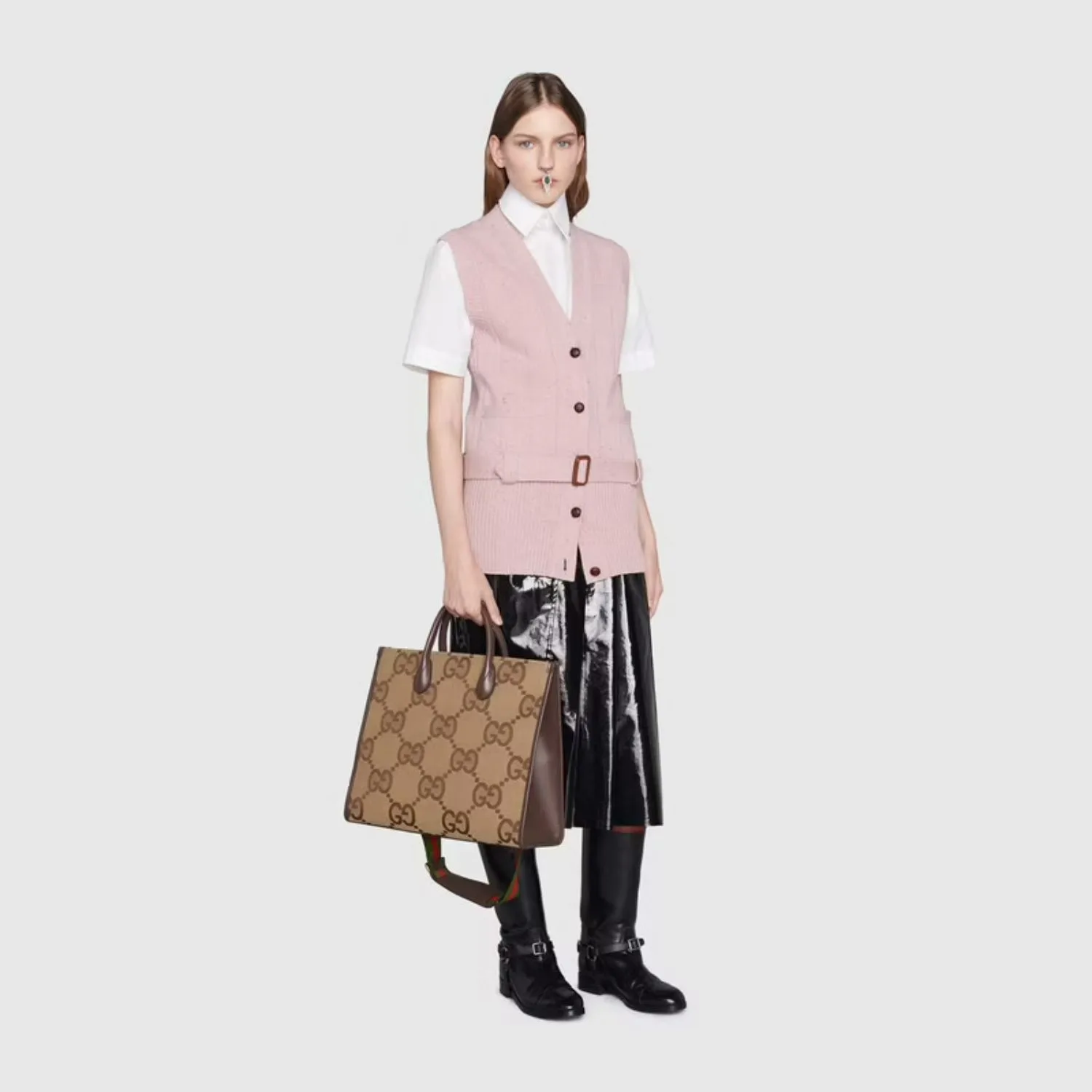 Alternative view of Gucci Tote Bag With Jumbo Camel And Ebony Jumbo GG Canvas /