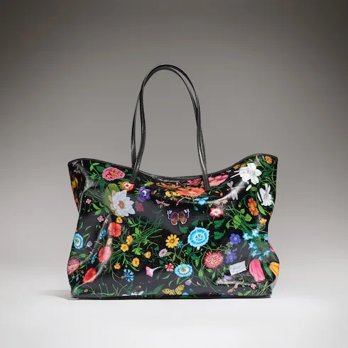 Gucci Tribeca Large Tote Bag / Black/ Multicolor Gucci Flora Coated Canvas Palladium Hardware A0034D FAF8S 1055 - Image 3