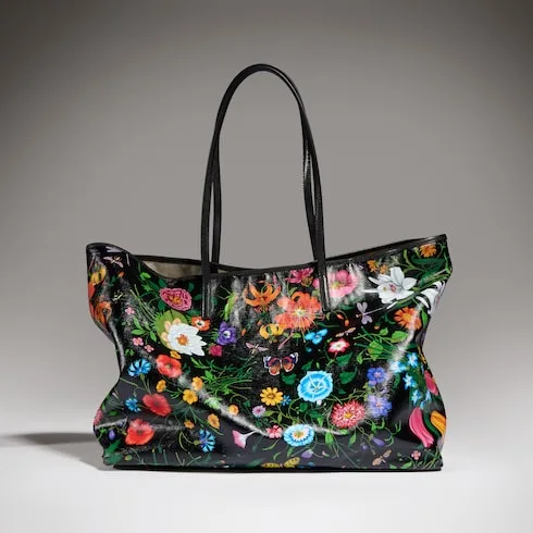 Alternative view of Gucci Tribeca Large Tote Bag / Black/ Multicolor Gucci Flora Coated Canvas Palladium Hardware A0034D FAF8S 1055