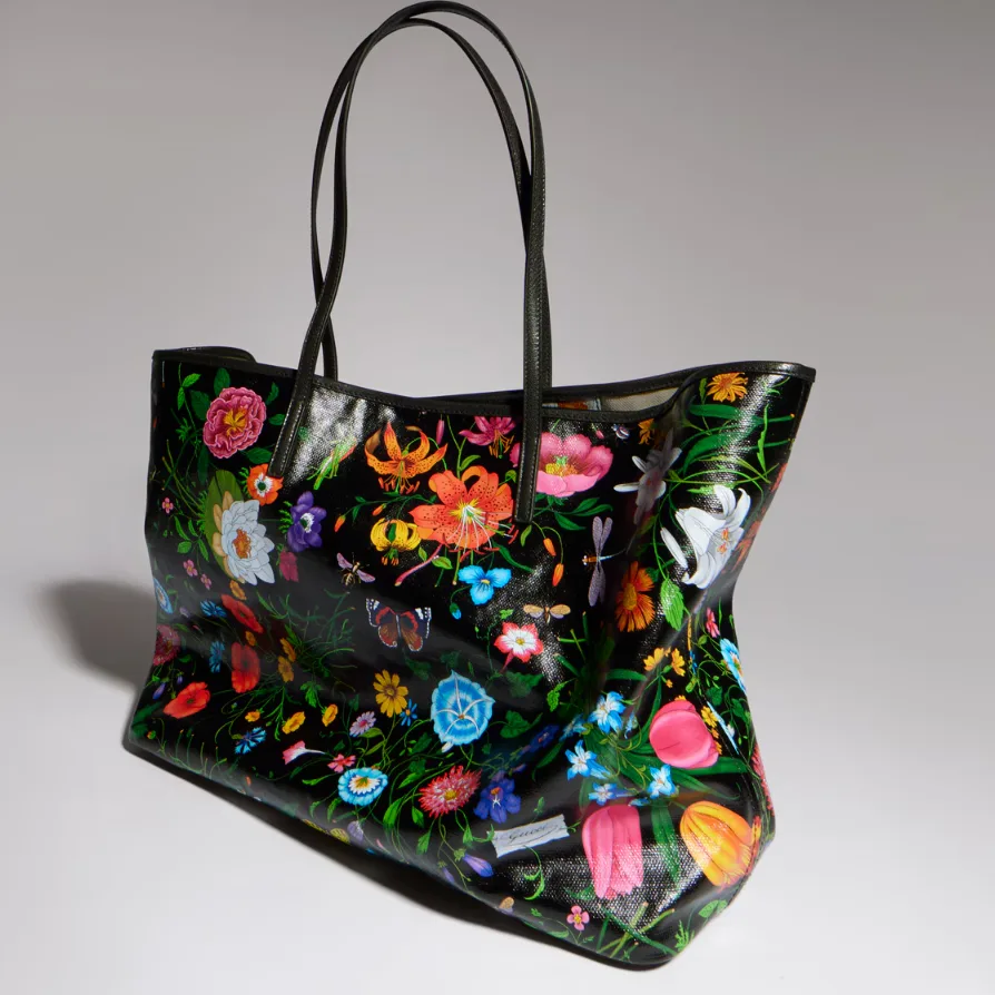 Gucci Tribeca Large Tote Bag / Black/ Multicolor Gucci Flora Coated Canvas Palladium Hardware A0034D FAF8S 1055 - Image 6