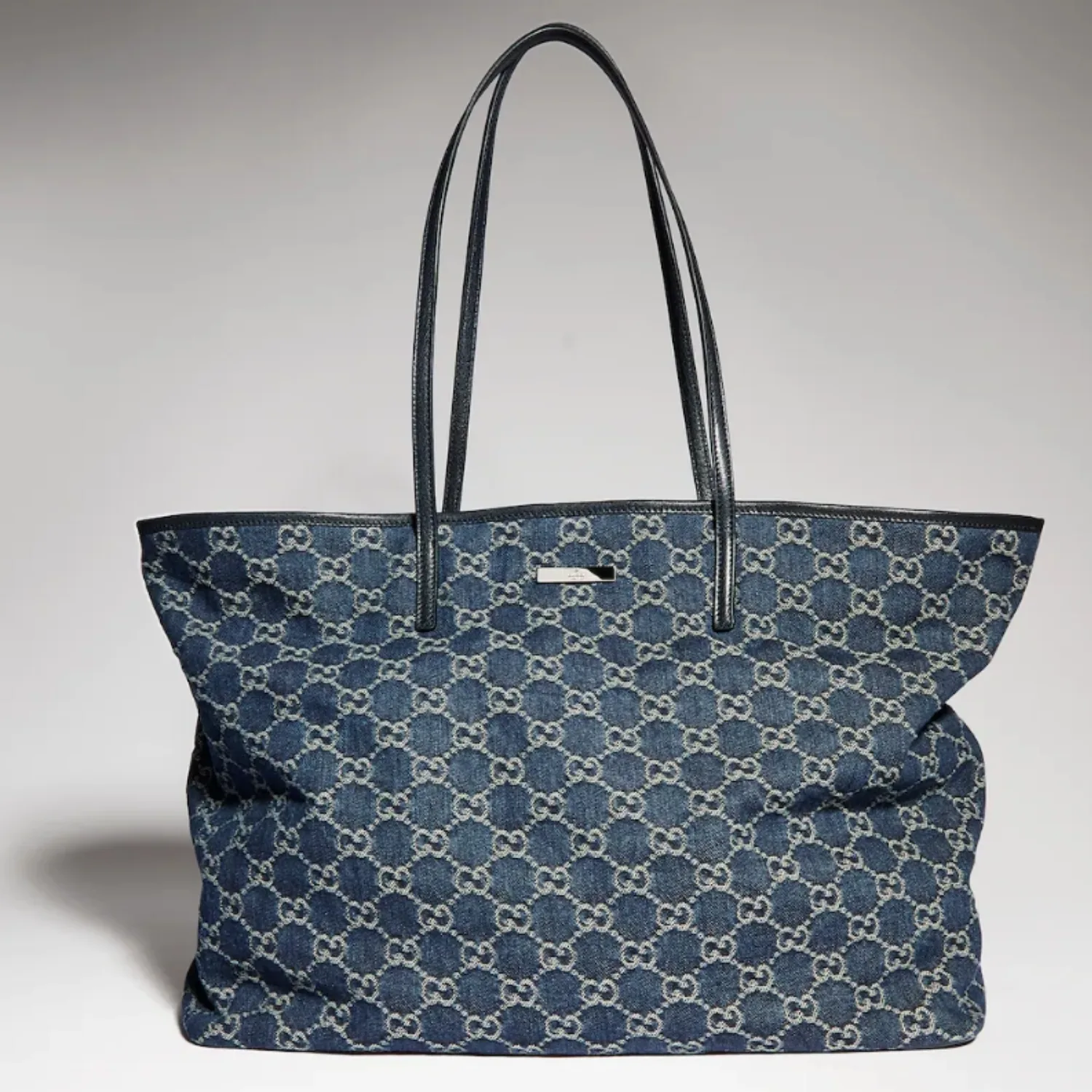Gucci Tribeca Large Tote Bag / Dark Blue Denim Palladium Hardware - Image 3