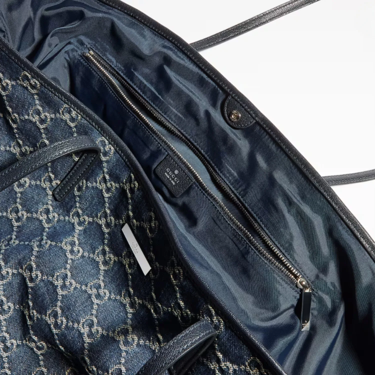 Gucci Tribeca Large Tote Bag / Dark Blue Denim Palladium Hardware - Image 6