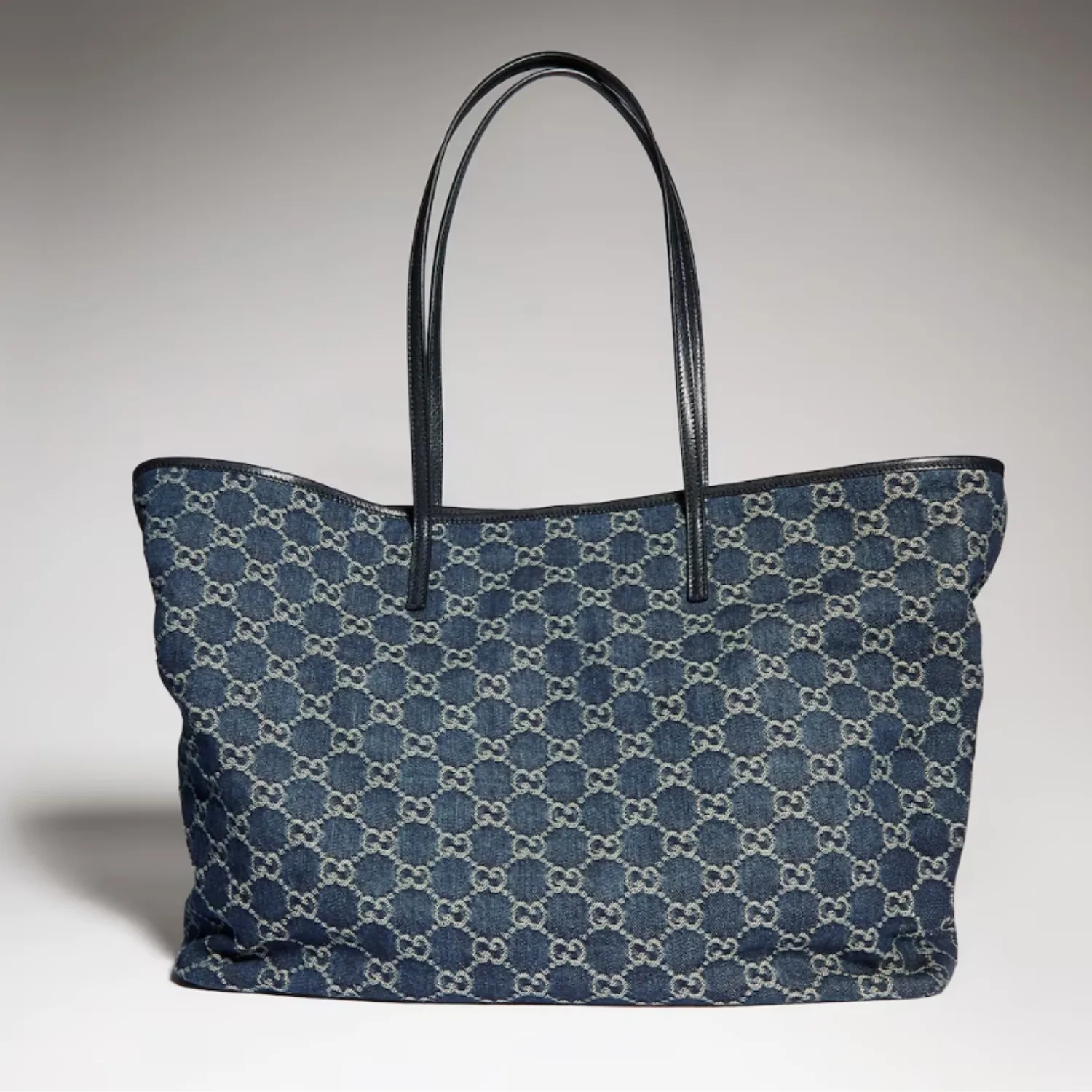 Gucci Tribeca Large Tote Bag / Dark Blue Denim Palladium Hardware - Image 4