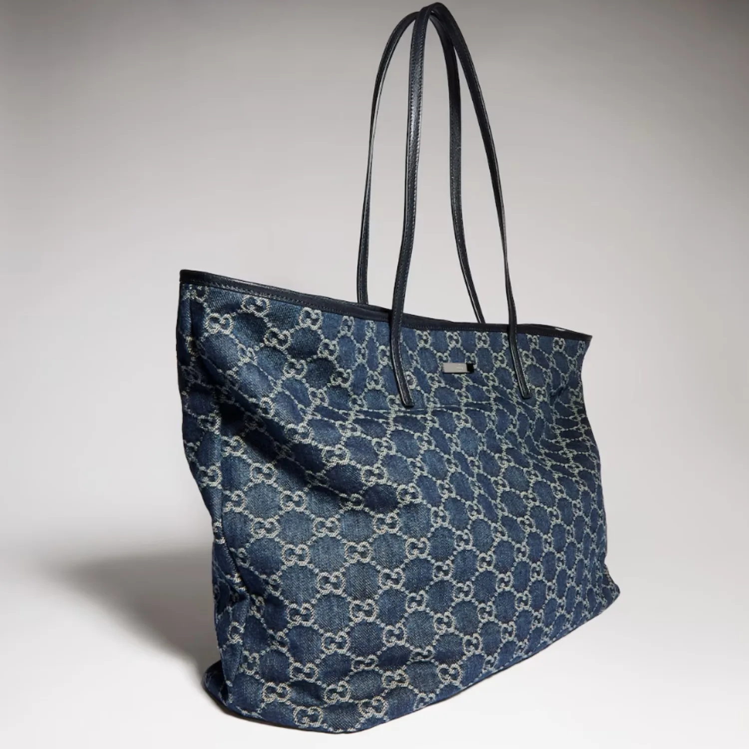 Gucci Tribeca Large Tote Bag / Dark Blue Denim Palladium Hardware - Image 5