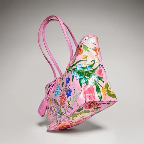 Gucci Tribeca Small Tote Bag / Pink/ Multicolor Gucci Flora Coated Canvas Palladium Hardware A0034E FAF8S 8642 - Image 7