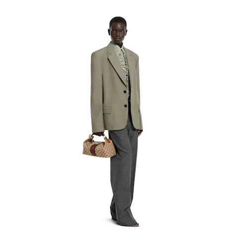 Alternative view of Gucci Vanity Medium Top Handle Bag / Beige/ Brown Gold Hardware
