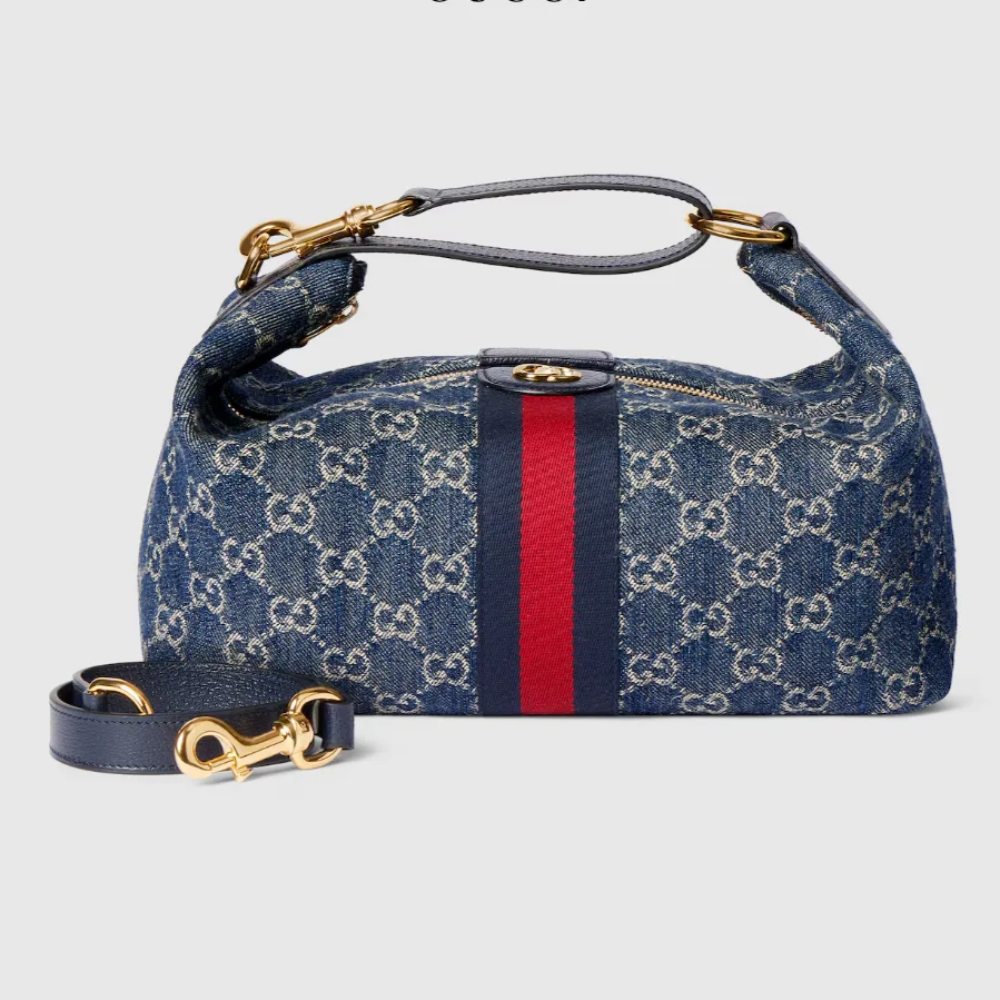 Gucci Vanity Medium Top Handle Bag / Blue/ White Light Gold Hardware - Image 3