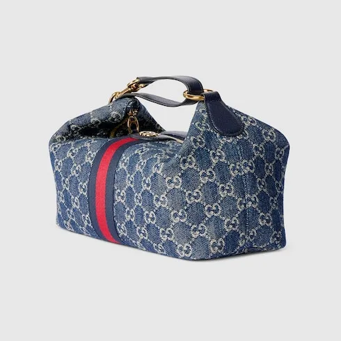 Gucci Vanity Medium Top Handle Bag / Blue/ White Light Gold Hardware - Image 5
