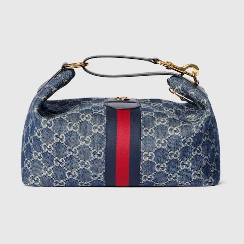 Gucci Vanity Medium Top Handle Bag / Blue/ White Light Gold Hardware - Image 6