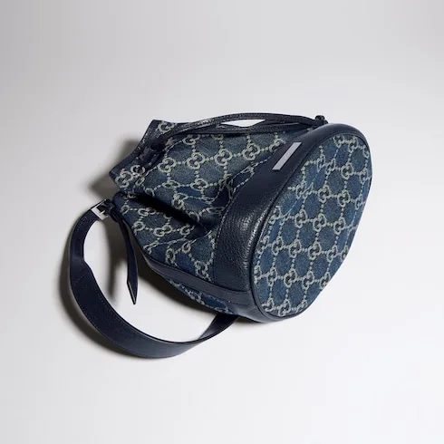 Gucci Venice Small Bucket Bag / Dark Blue Denim Palladium Hardware - Image 7