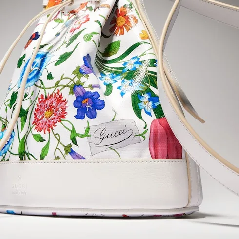 Gucci Venice Small Bucket Bag / White/ Multicolor Gucci Flora Coated Canvas Palladium Hardware - Image 10