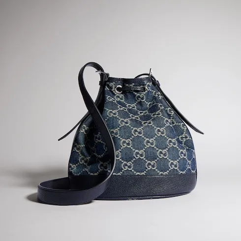 Gucci Venice Small Bucket Bag / Dark Blue Denim Palladium Hardware - Image 8