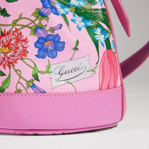 Gucci Venice Small Bucket Bag / Pink/ Multicolor Gucci Flora Coated Canvas Palladium Hardware - Image 8