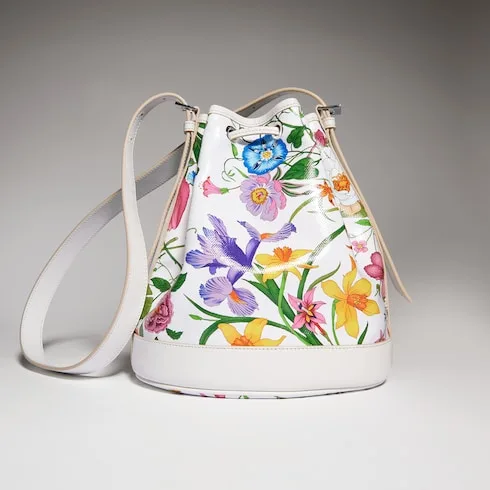 Gucci Venice Small Bucket Bag / White/ Multicolor Gucci Flora Coated Canvas Palladium Hardware - Image 4