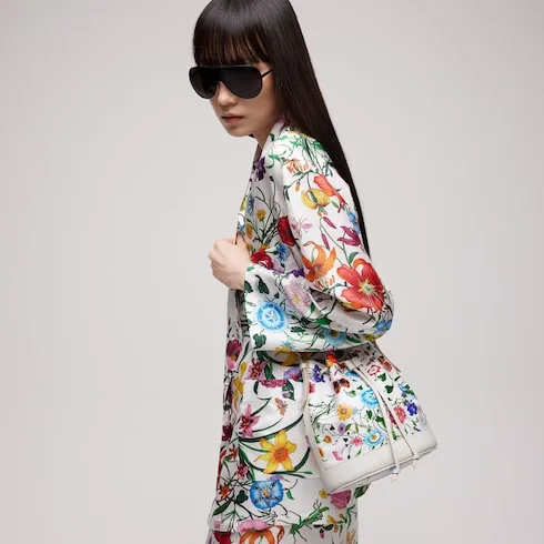 Alternative view of Gucci Venice Small Bucket Bag / White/ Multicolor Gucci Flora Coated Canvas Palladium Hardware