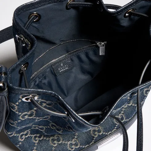 Gucci Venice Small Bucket Bag / Dark Blue Denim Palladium Hardware - Image 9