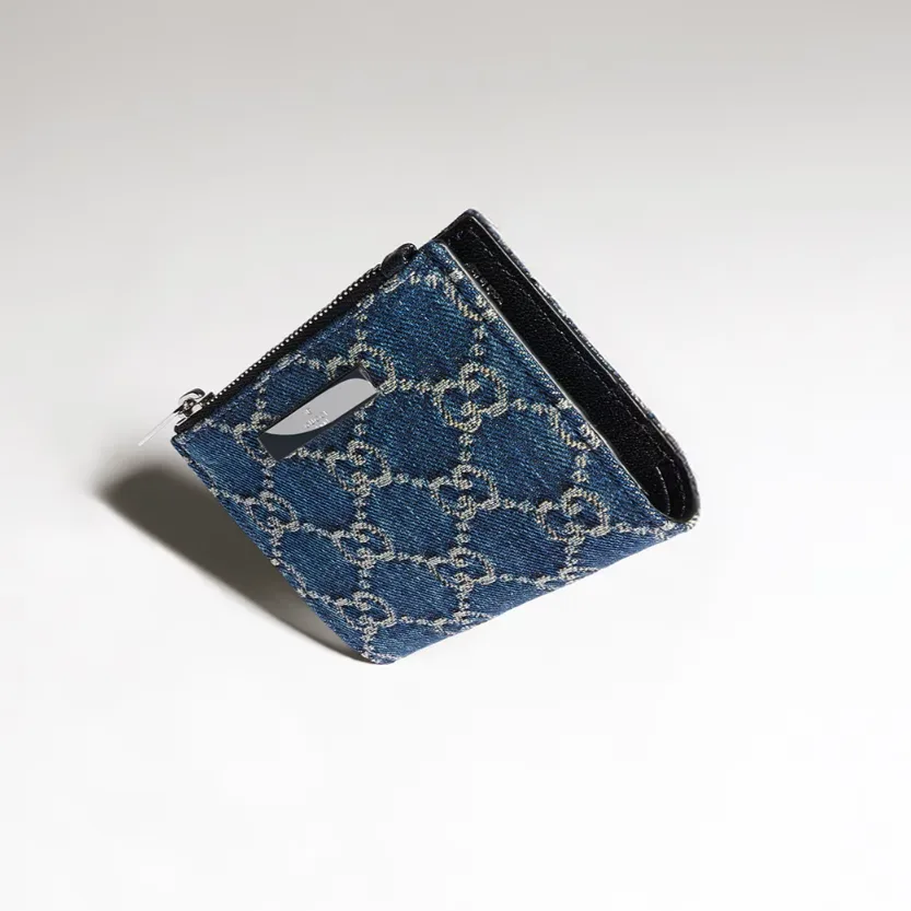 Gucci Wallet with Gucci Plaque Small / Dark Blue Palladium Hardware - Image 3