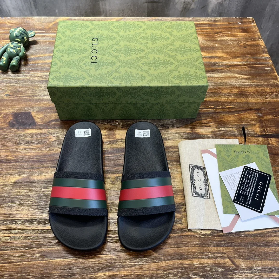 Gucci Web Rubber Slide Sandal Black - Image 5