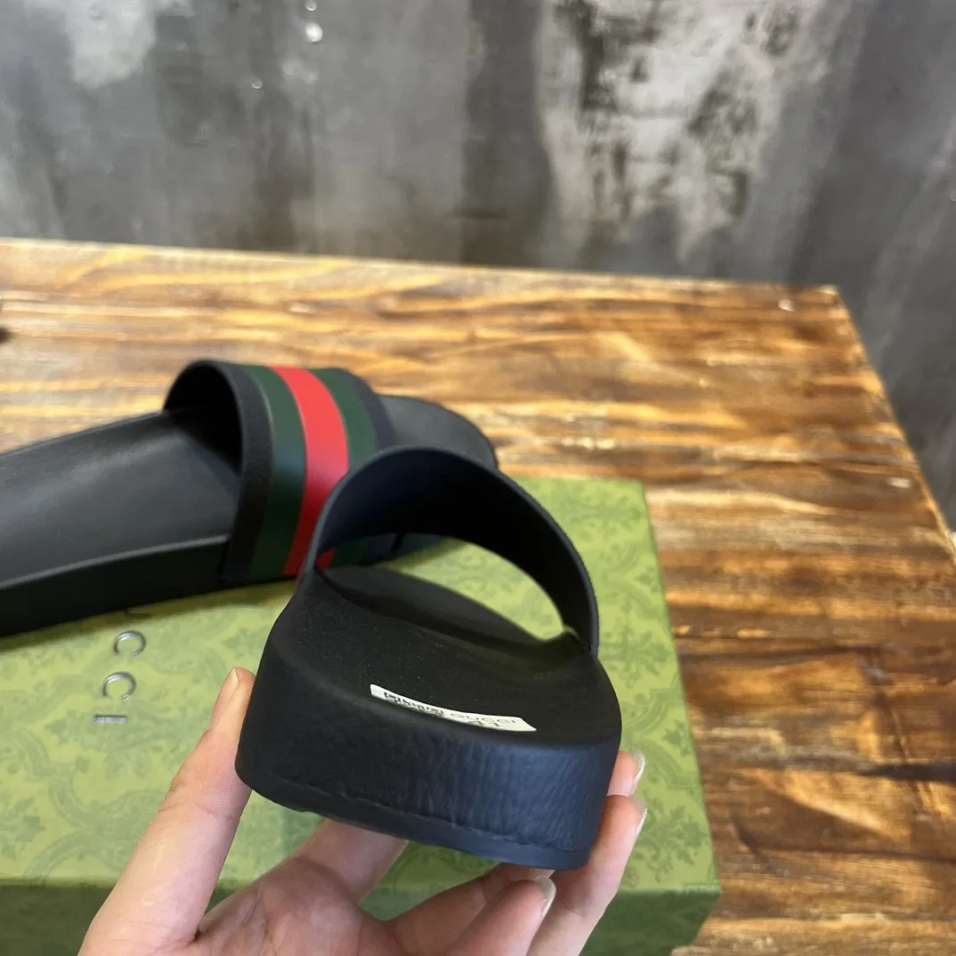 Alternative view of Gucci Web Rubber Slide Sandal Black
