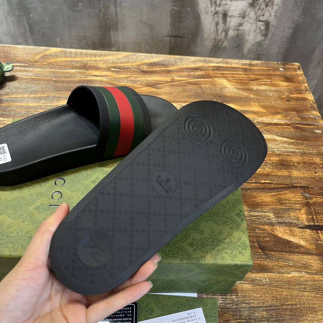 Gucci Web Rubber Slide Sandal Black - Image 3