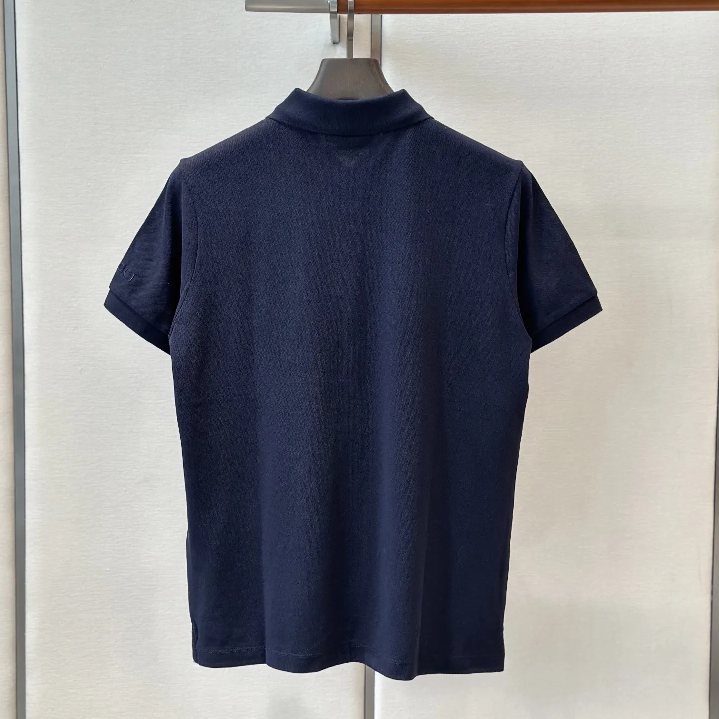 Gucci Web Stripe Pique Polo Shirt Navy Blue - Image 3