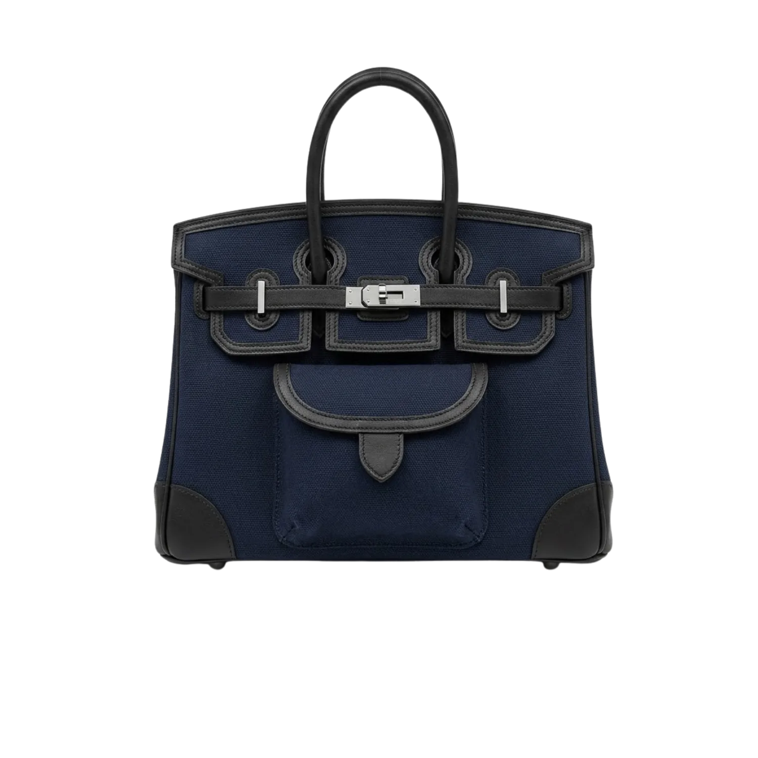 Hermes Birkin Cargo 25 Top Handle Bag / Dark Blue Silver Hardware