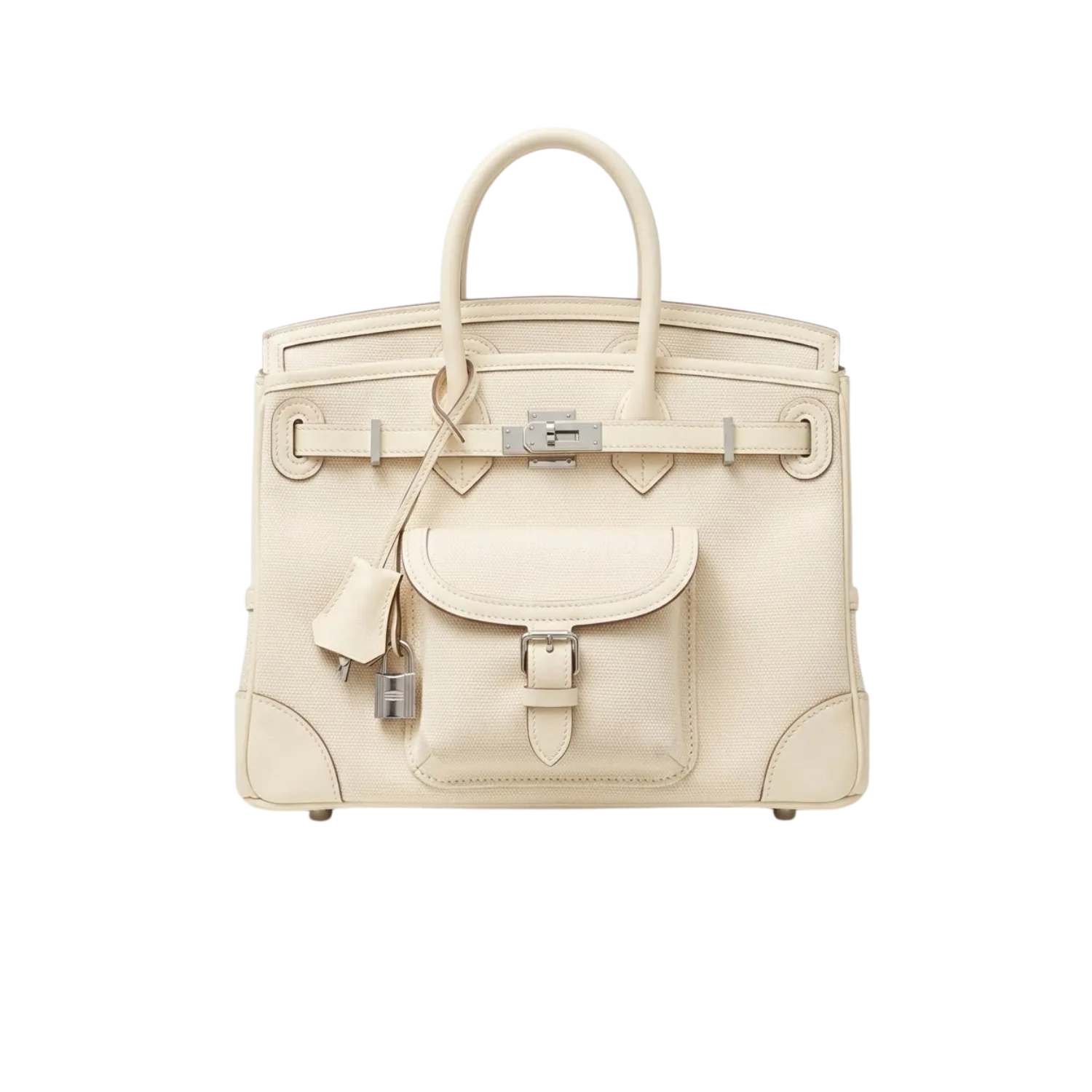 Hermes Birkin Cargo 25 Top Handle Bag / White Silver Hardware