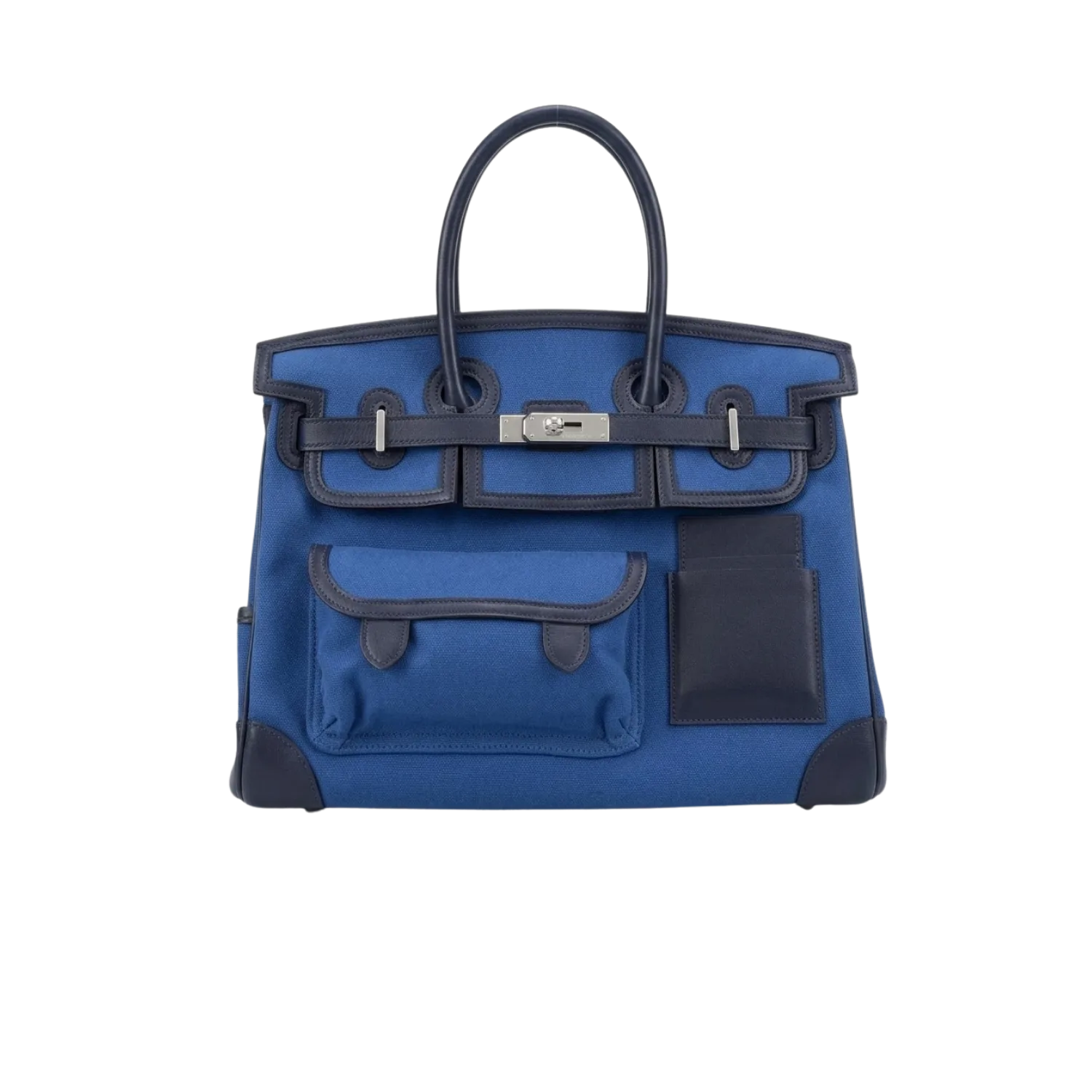 Hermes Birkin Cargo 35 Top Handle Bag / Blue Silver Hardware
