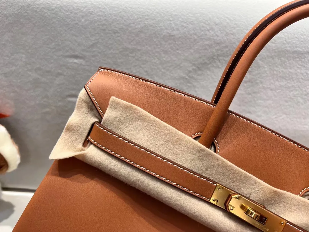 Hermes Brikin 35 Top Handle Bag / Brown Gold Hardware - Image 4
