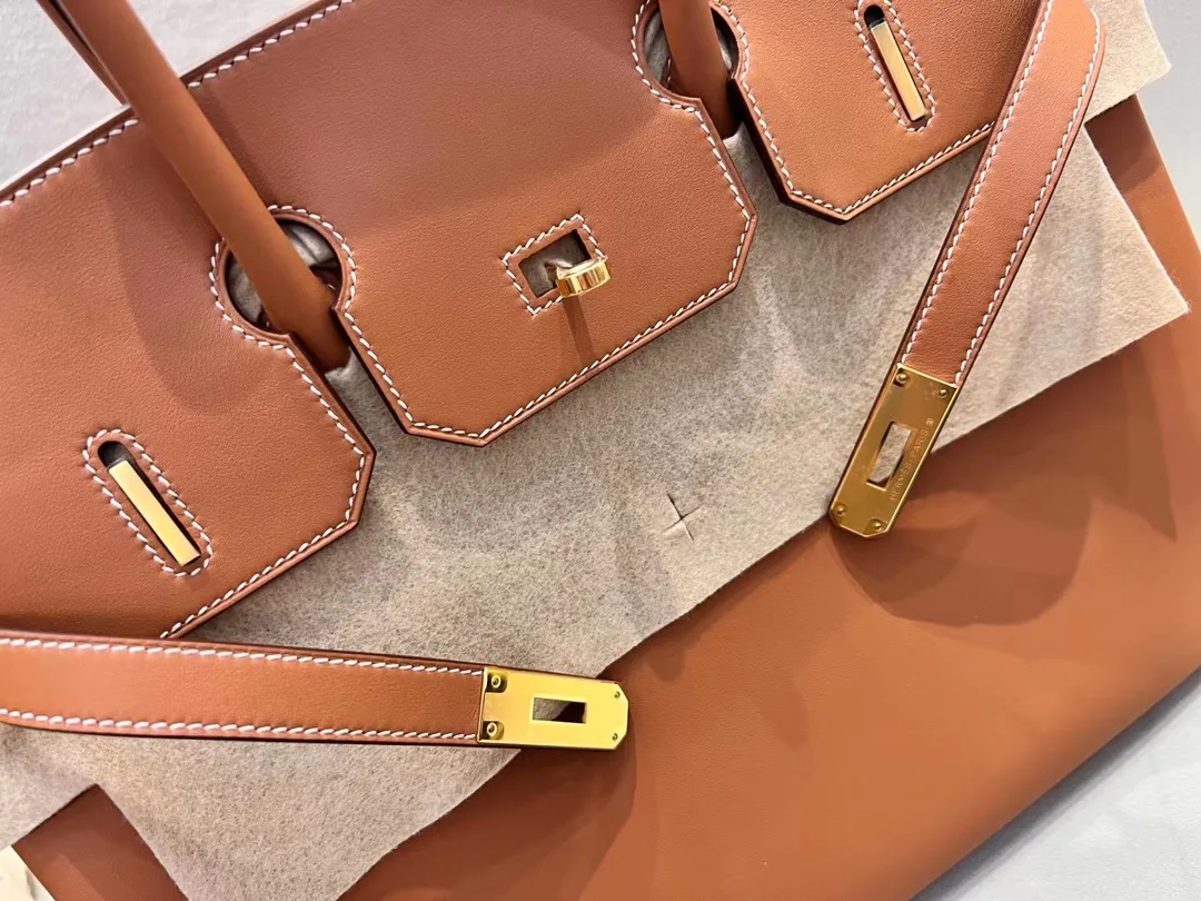Hermes Brikin 35 Top Handle Bag / Brown Gold Hardware - Image 5