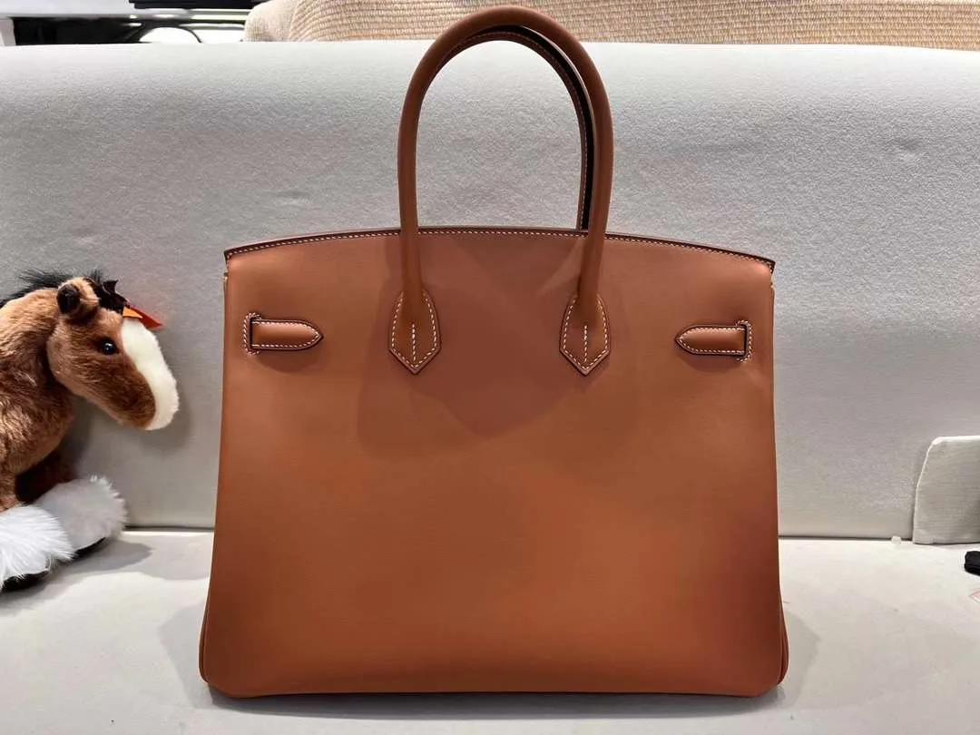 Hermes Brikin 35 Top Handle Bag / Brown Gold Hardware - Image 3