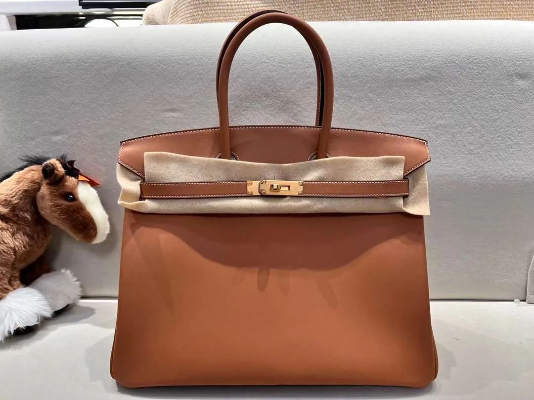 Alternative view of Hermes Brikin 35 Top Handle Bag / Brown Gold Hardware