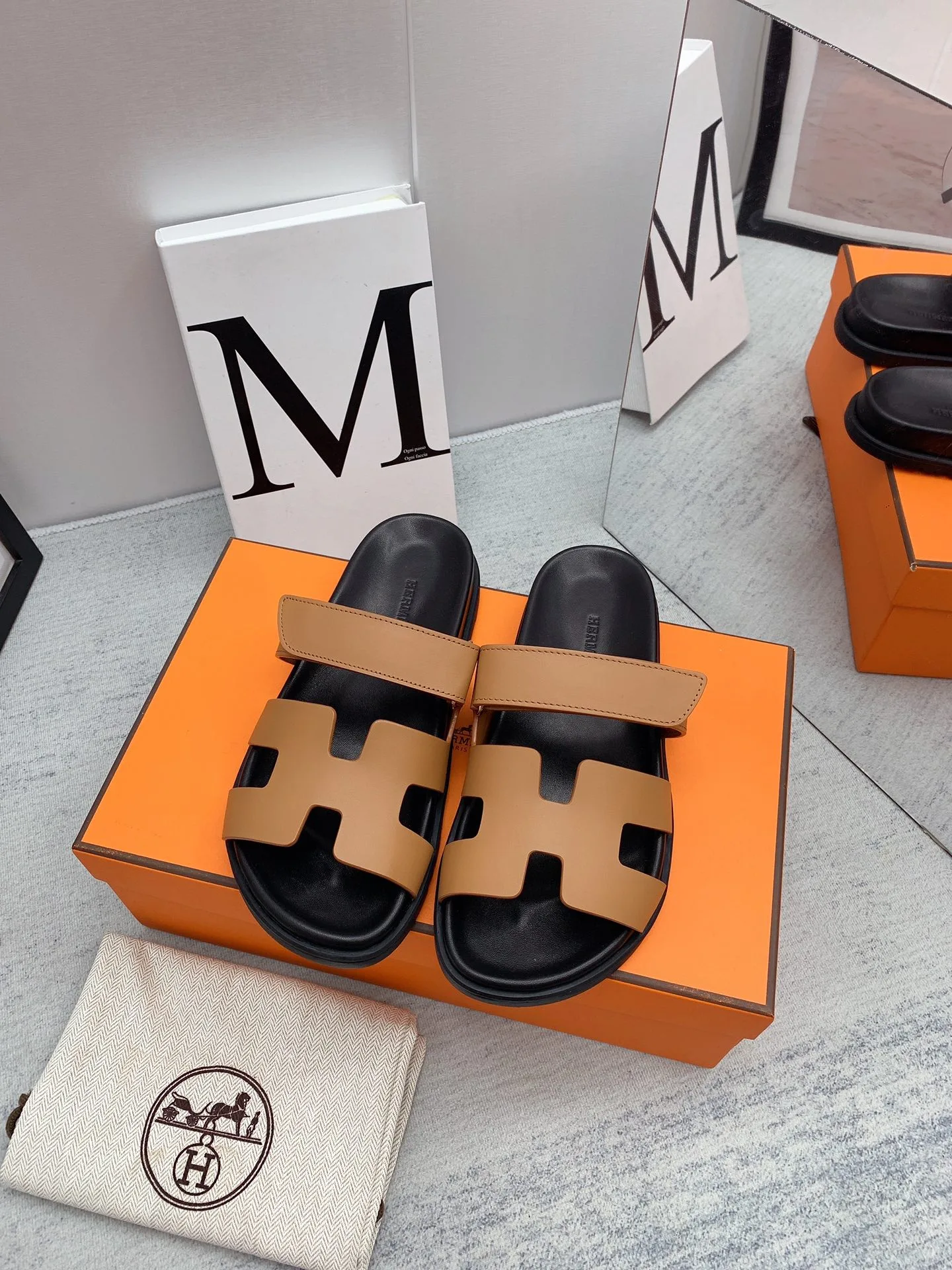 Hermes Chypre Sandals Brown/ Blue - Image 10