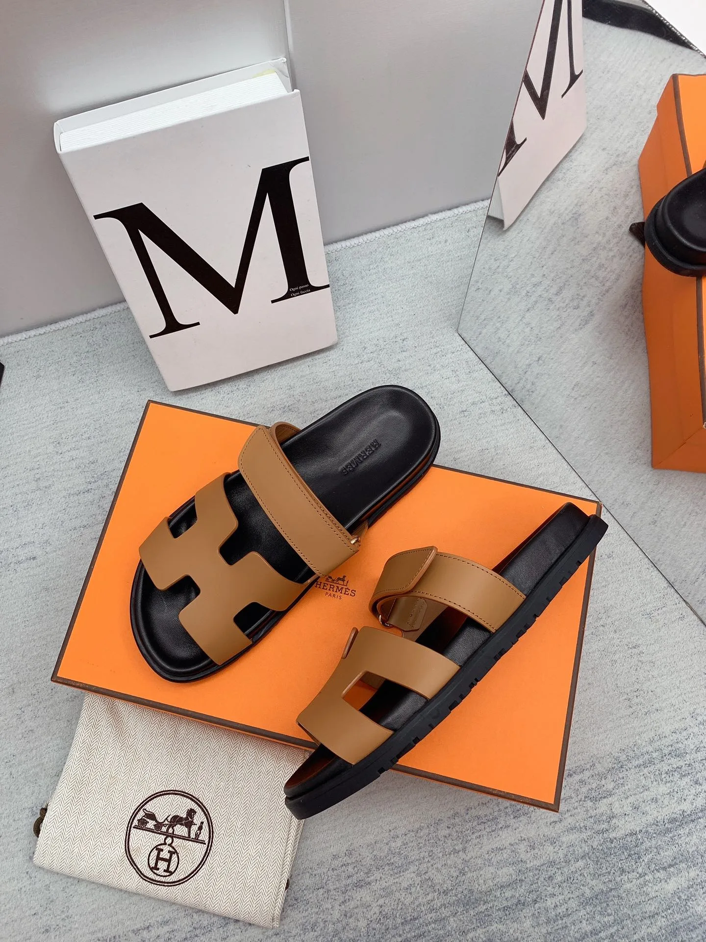 Hermes Chypre Sandals Brown/ Blue - Image 7