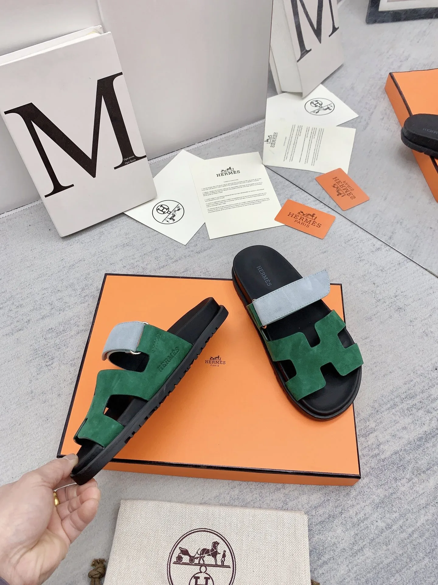 Hermes Chypre Sandal Green/Blue - Image 7
