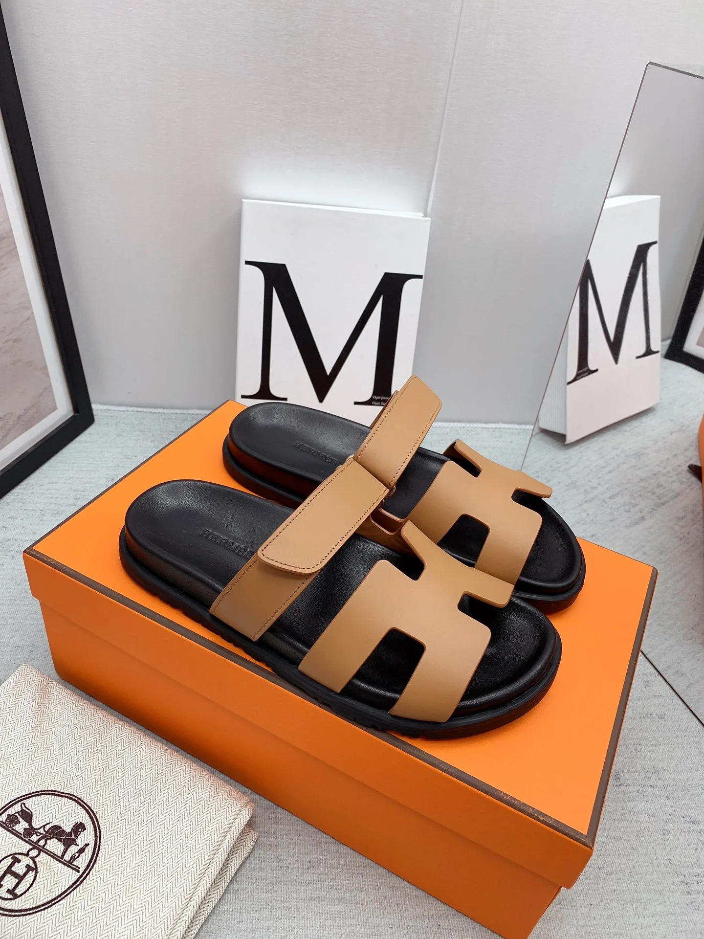 Hermes Chypre Sandals Brown/ Blue - Image 5