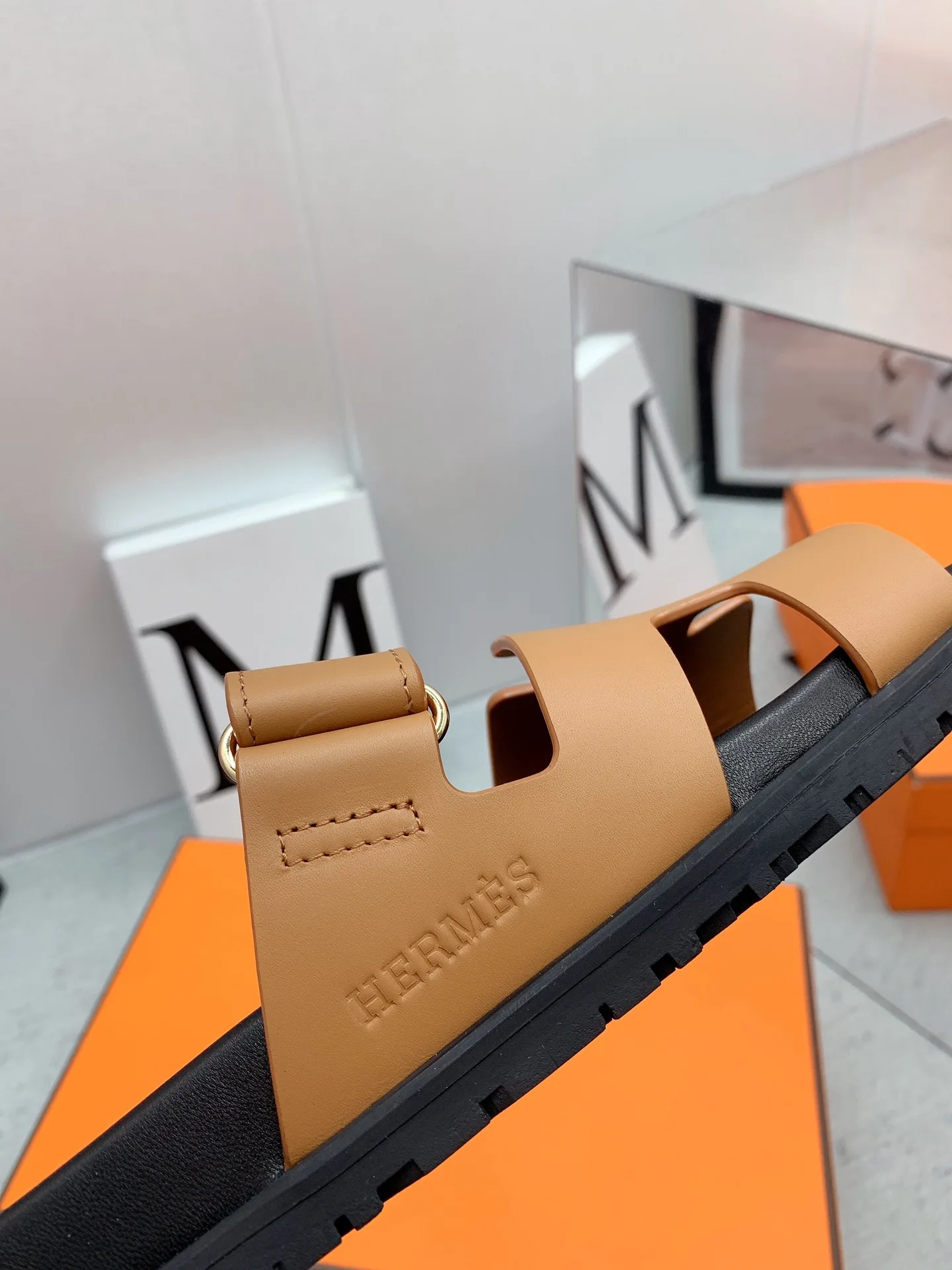Hermes Chypre Sandals Brown/ Blue - Image 4