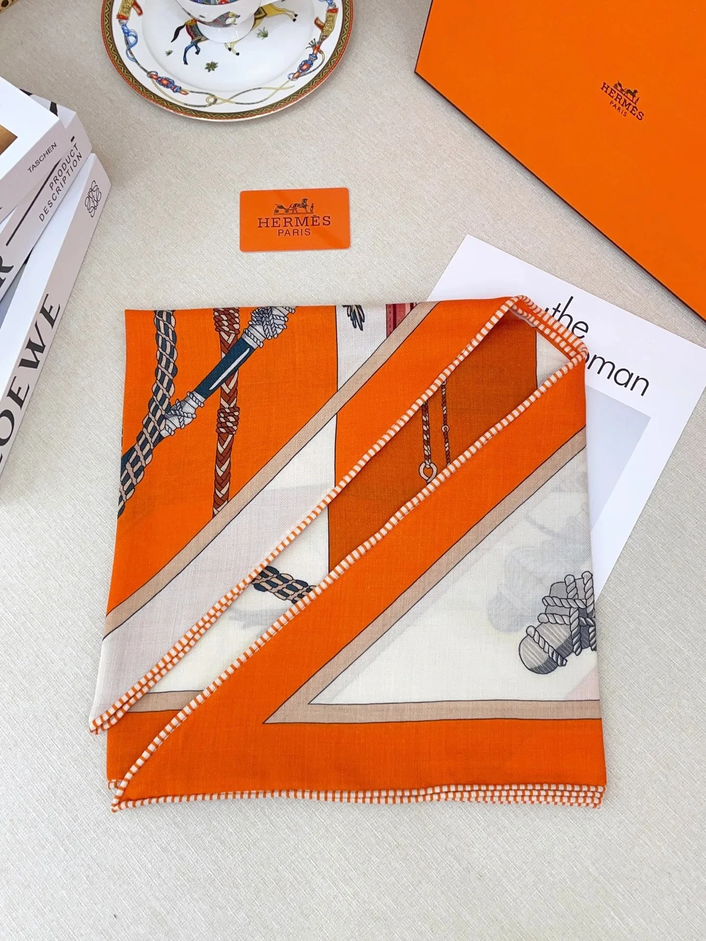 Hermes Clic-Clac Triangle Scarf Orange Cuit 03 - Image 5
