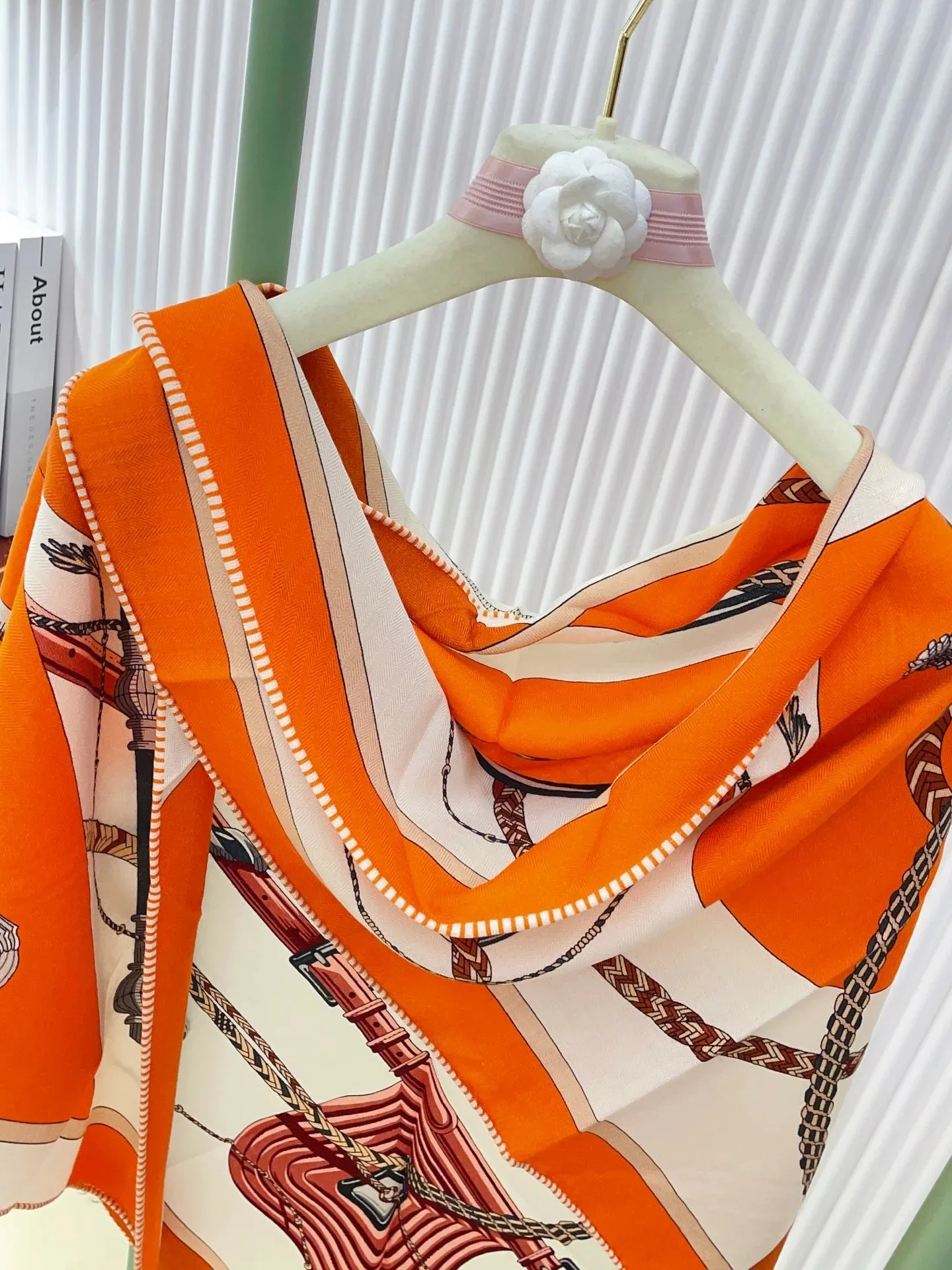 Hermes Clic-Clac Triangle Scarf Orange Cuit 03 - Image 7